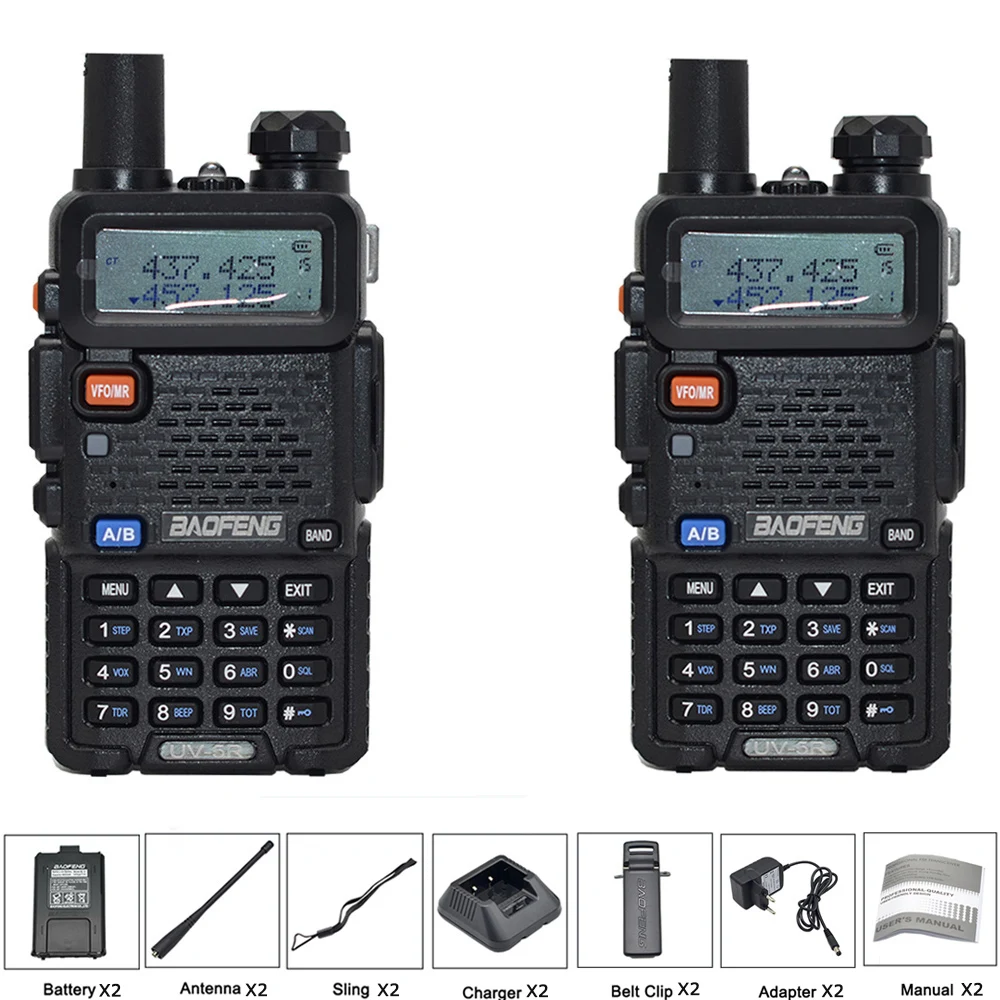 2 radio only 2 шт Baofeng UV-5R рация VHF UHF136-174Mhz& 400-520Mhz Двухдиапазонная 8W двухсторонняя рация Baofeng uv 5r рация uv5r - Цвет: 2 radio only