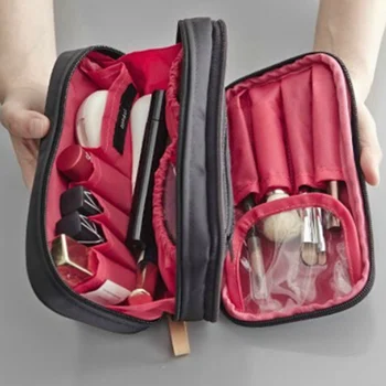 

Women Cosmetic Makeup Bag Make Up Toiletry Case Brush Case Cosmetic Bag Black Waterproof Professional Travel Organizer