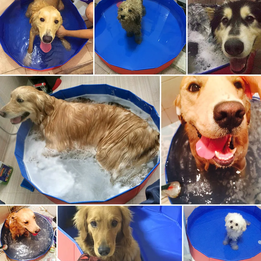 Foldable Dog Pool 5 Sizes Pet Bath Swimming Tub Bathtub Outdoor Indoor Collapsible Bathing Pool for Dogs Cats Kids