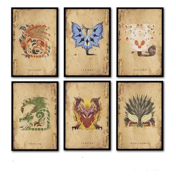 

Monster Hunter Poster Hanging Painting Japanese-Style Game Animated Cafe Canvas Painting Wall Pictures for Living Room Art