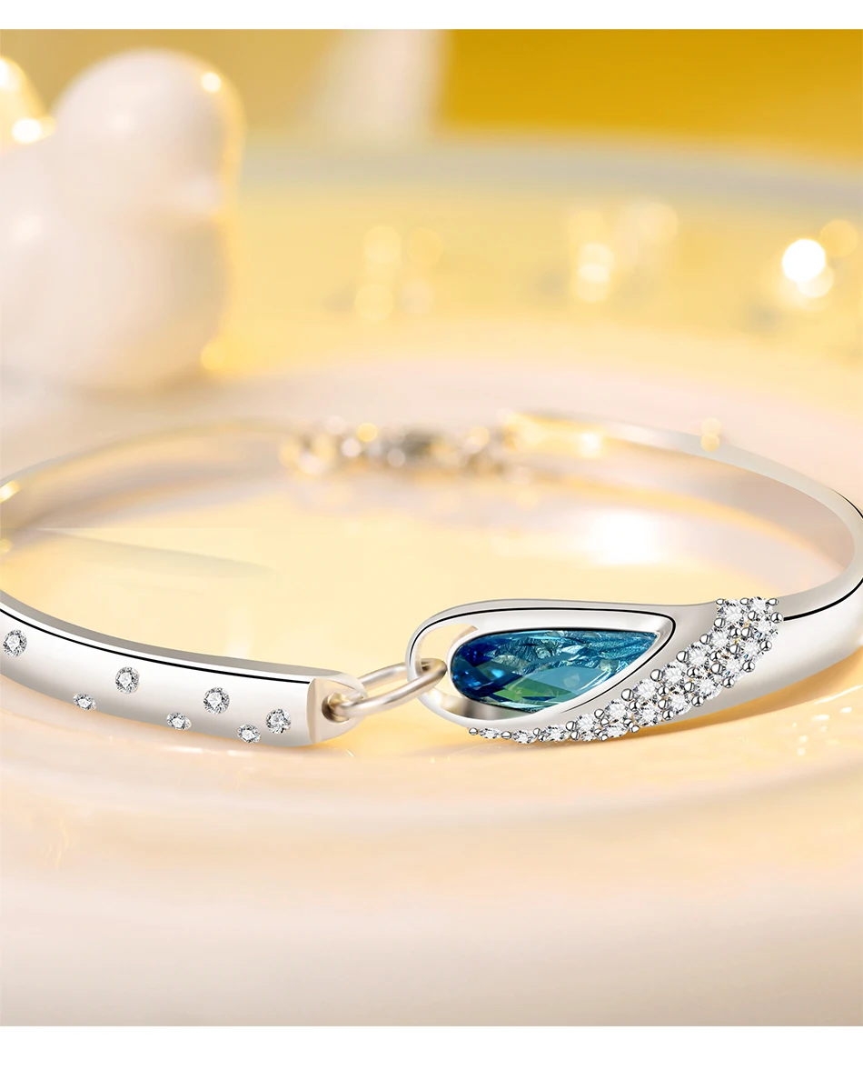 S925 Серебряный Синий Эльф модный браслет