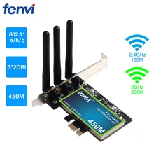 Sans fil double bande 450Mbps PCI Express WiFi adaptateur PCI-E Intel carte réseau 802.11a/b/g avec 3 antennes pour ordinateur de bureau(China)