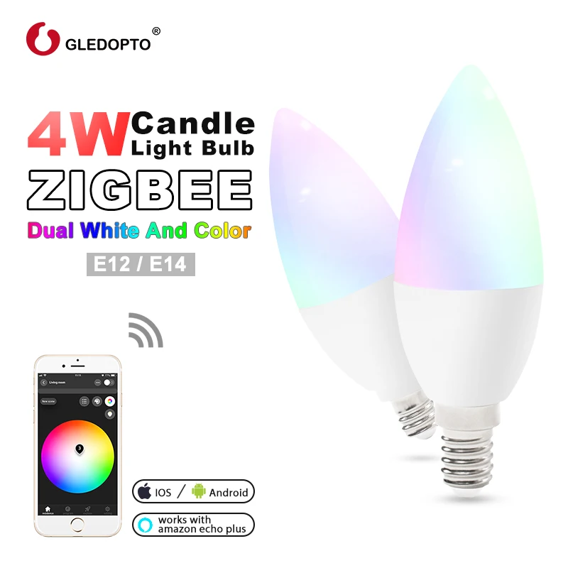 Светодиодная смарт-лампочка zigbee 4 Вт E12/E14 с регулируемой яркостью RGBCCT Ambiance декоративная свеча лампы совместимы с Amazon Echo Plus AC