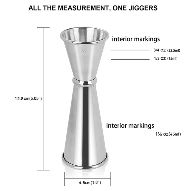 Double Cocktail Jigger: Stainless Steel Bar Measuring Jigger 1oz/2oz b —  CHIMIYA