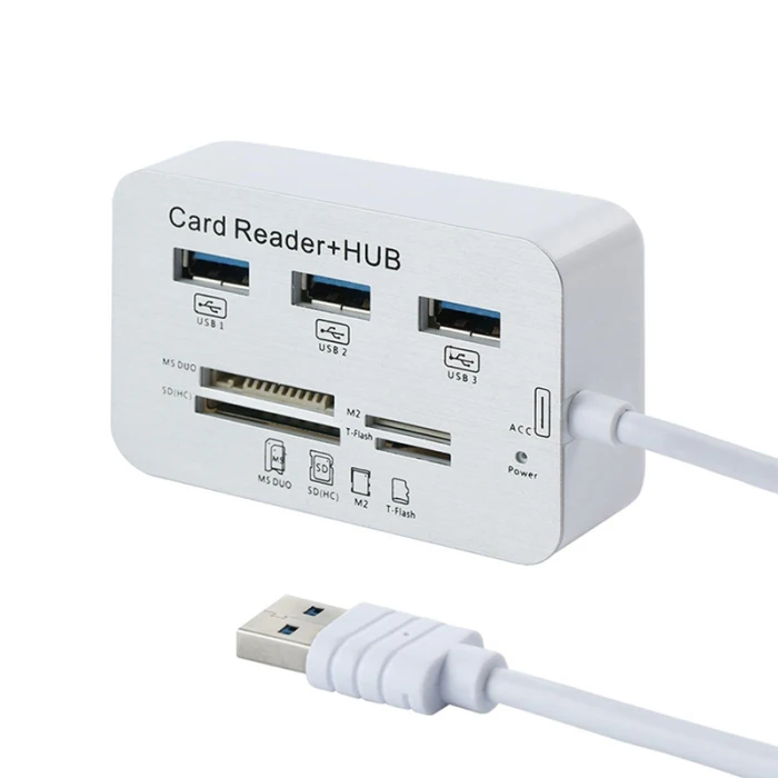 3 порта USB Multi-In-1 концентратор MS SD M2 TF считыватель карт памяти Алюминиевый адаптер NC99