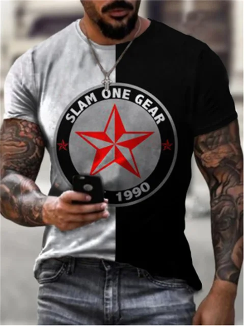 New 2022 Summer Eagle Men 3D Printed Men's Casual Harajuku T-shirt Round Neck Loose Oversized Muscle Streetwear Men's T-shirt
