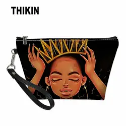 THIKIN Африканский Черный арт афро леди девушки печати женская косметичка макияж мешок маленькая сумка органайзер для путешествий мыть
