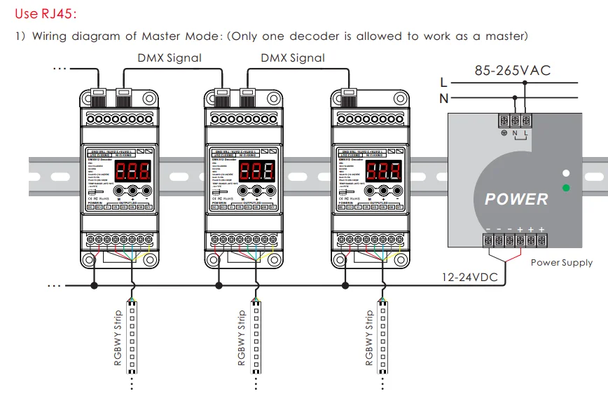 BC-834-DIN DC12-24V 4CH Каналы постоянного Напряжение DIN Rail светодиодный DMX512 1990 Декодер контроллер для светодиодный ленты лампы