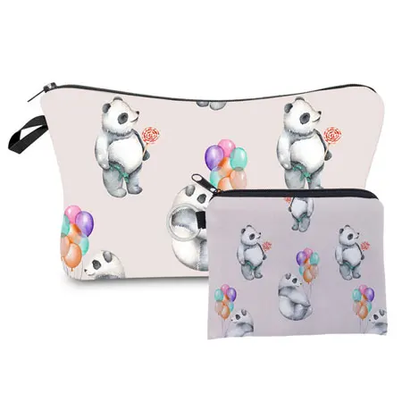 Jom Tokoy 2 PCS Printed Makeup Bag Cute Animal Pattern Cosmetic Bag Set for Women Combination Gift Organizer Bag HLZH209