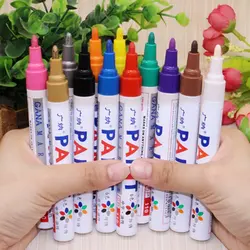 Rotulador de goma para neumáticos de coche, rotulador de pintura permanente, resistente al agua, material de papelería, 12 colores