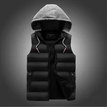 Сезон осень-зима; Для мужчин с капюшоном плотное Цвет безрукавка с хлопковым наполнением, большой Размеры Повседневное Универсальный жилет хлопковое пальто Для Мужчин's