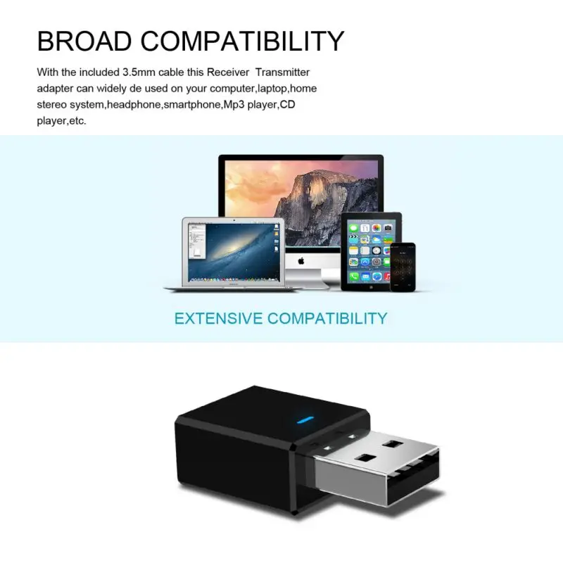 2-в-1 музыкальный аудиоприемник Bluetooth 5,0 портативный usb-адаптер приемника передатчика Bluetooth