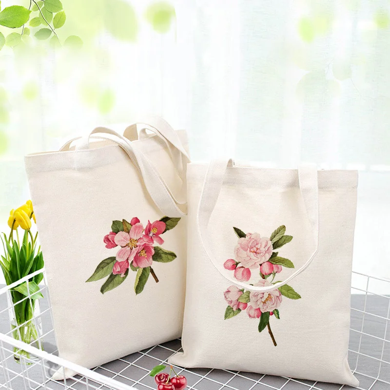 Цветочный принт на заказ, сумка с логотипом, сумка-тоут, для использования, сделай сам, Холщовая Сумка для покупок, эко многоразовая утилизация текста, на каждый день