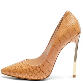 

YECHNE women High heels Shoes Sexy heels Woman Be a toe Stiletto Plus Size 33 43 Hooks Metal Pumps Decoration