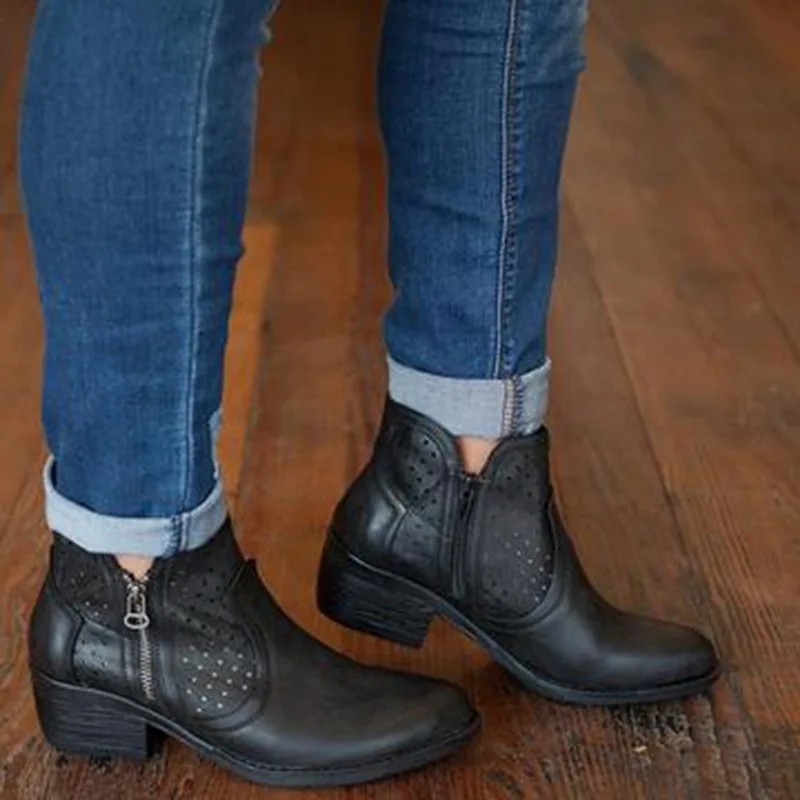 Женские кроссовки; осенние кожаные ботинки на массивном каблуке; обувь на молнии сбоку; женские модные повседневные однотонные дышащие