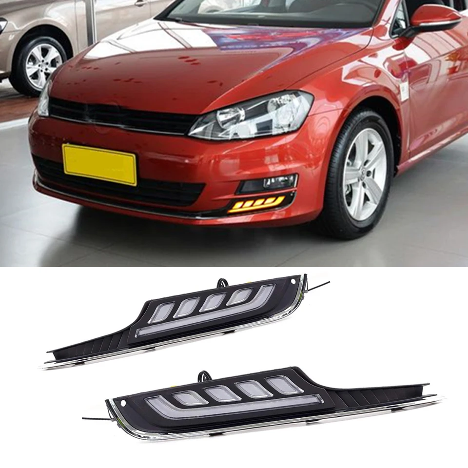2 предмета автомобиля светодиодный DRL Дневной светильник для Volkswagen VW Golf 7 Golf7 2013 2014