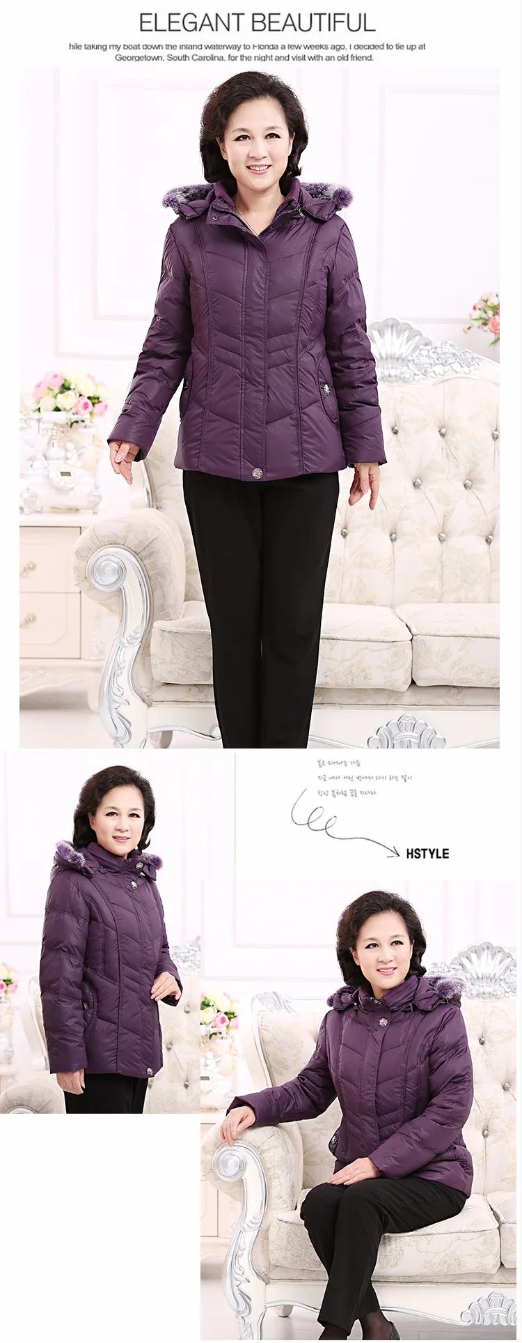 Taobao Hot Sales Autumn Middle-aged Women Dress Fashion Europe And America Warm Straight Women's Hooded WOMEN'S down Jacket