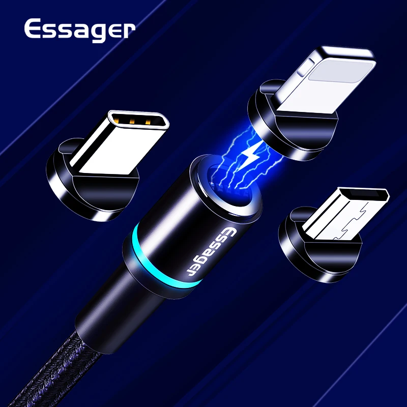 

Essager Magnetic Micro USB Cable For iPhone Samsung Android Fast Charging USB Type C Cable 3m Type-C Cord Magnet Charger Adapter