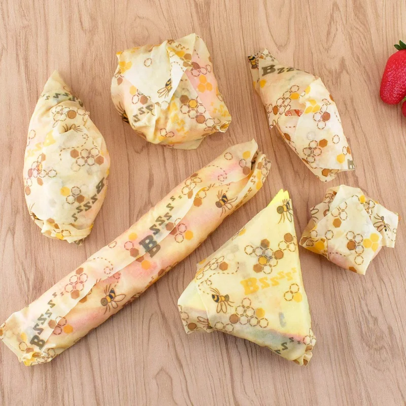 5 упаковок многоразового использования пчелиный воск пищевая обертка кухонная Органическая устойчивая моющаяся пищевая обертка для хранения пчелиный воск для сэндвича закуски фруктовый сыр