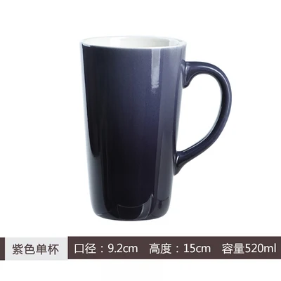 mug a Красочная керамическая кружка градиентная глазурь кофейная чашка с крышкой Ложка Бытовая большая емкость кофейная молочная чайная чашка стакан - Цвет: mug a