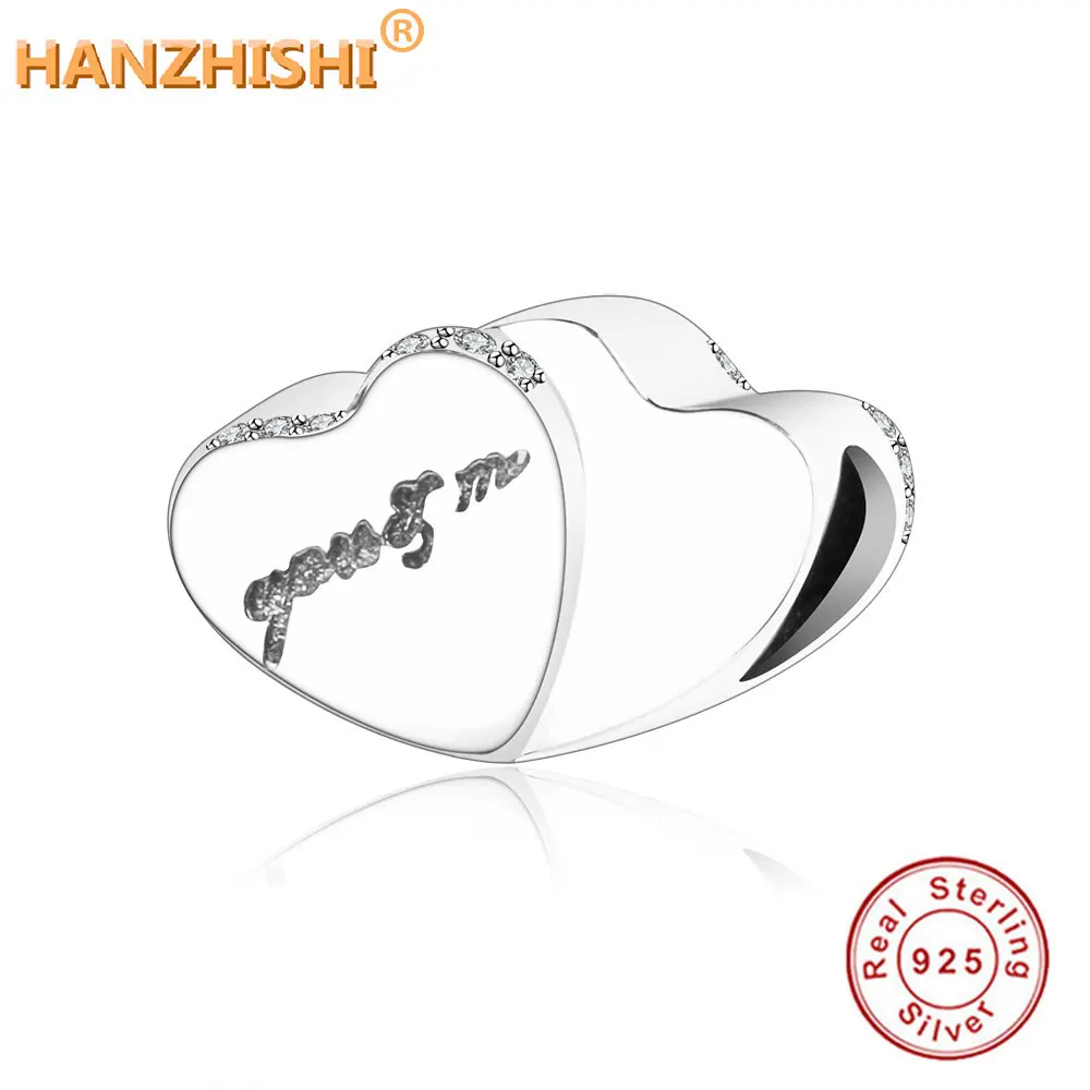 Fit Original brand Charms Bracelet 925 Sterling Silver You & Me Heart Charm Beads DIY Jewelry