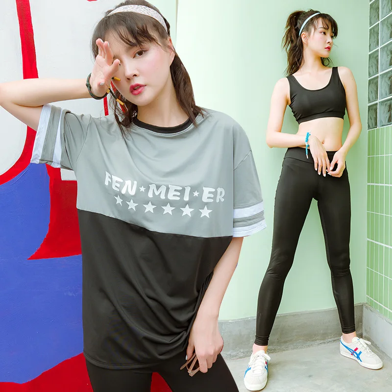

Yoga Sports WOMEN'S Suit AliExpress 2019 Spring Summer Online Celebrity Loose Casual Three-piece Set Fitness Suit