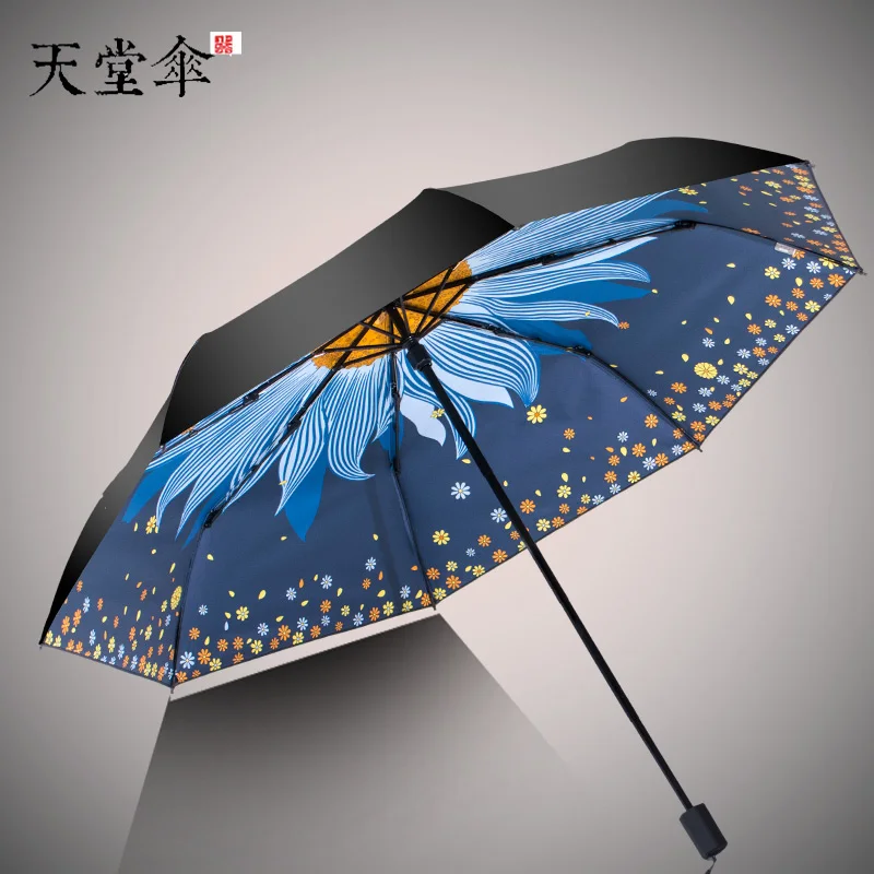 

Umbrella Rain Women Flower Black Coating Uv Protection Small Parasol Folding Umbrella Compact Sun Gift Ideas Parasol DD50YS