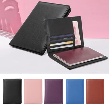

Unisex PU Leather Passport Holder Multiple Slots Protector Space Saving Document Lightweight ID Card Gift Blocking Travel Wallet