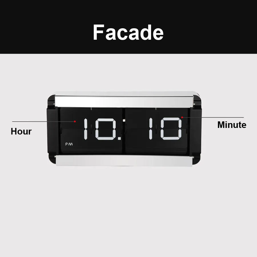 Большой цифровой флип-часы Современный дизайн креативные металлические настольные часы декоративные спальня Ретро Авто Флип-страница настенные часы