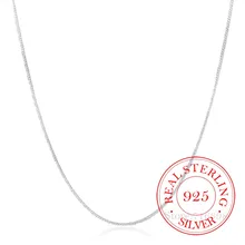 16-30 pollici Sottile Reale Dell'argento Sterlina 925 2 millimetri catena laterale Della Collana Delle Donne Delle Ragazze Dei Capretti Dei Bambini 40-75 centimetri Gioielli kolye collares collier