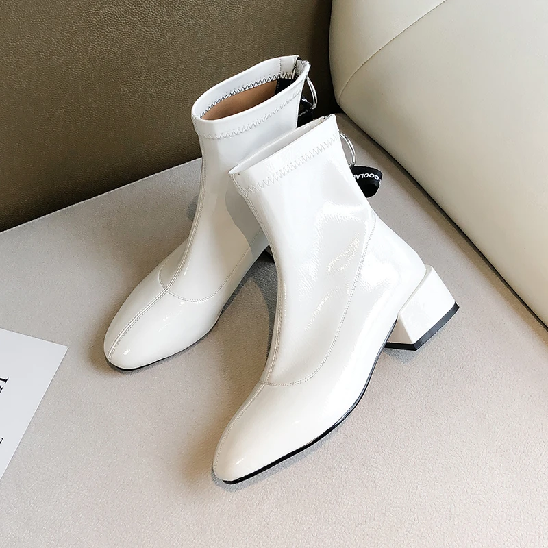white low ankle boots