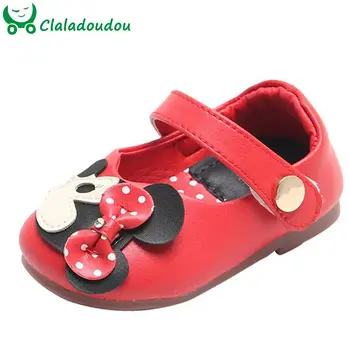 

11.5-15.5cm Girls Cute Cartoon Pu Leather Shoes 0-1-2-3Years Red Party Shoes For Baby First Birthday Black Beige Princess Shoes