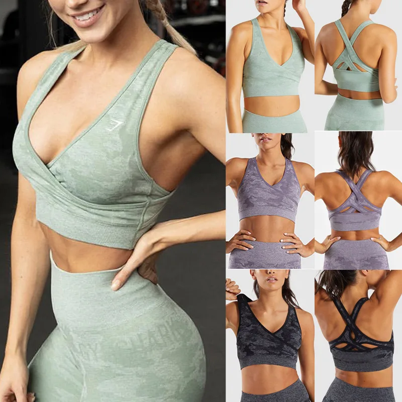 

Women Seamless Sports Bra Criss Cross Workout Active Wear High Impact Crop Top Yoga Bras ALS88