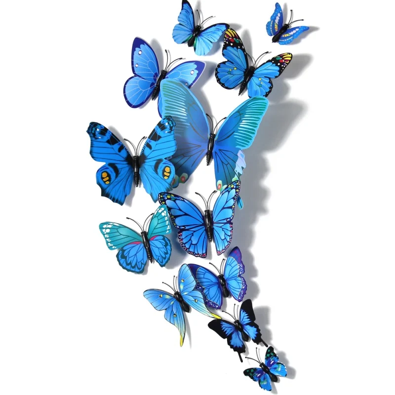 12pcs artificial pvc 3d butterfly multicolor butterflies wall