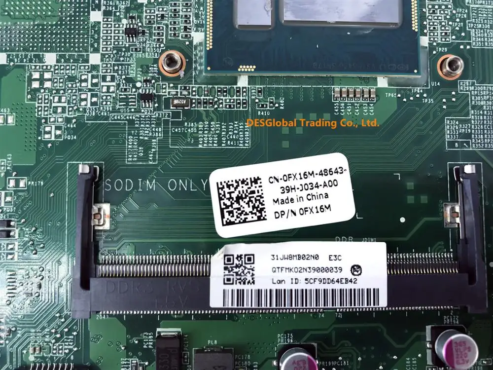 awesome  DAJW8CMB8E1 for Dell Vostro 5470 V5470 Laptop Motherboard SR170 I5-4200U Mainboard FX16M 0FX16M CN-