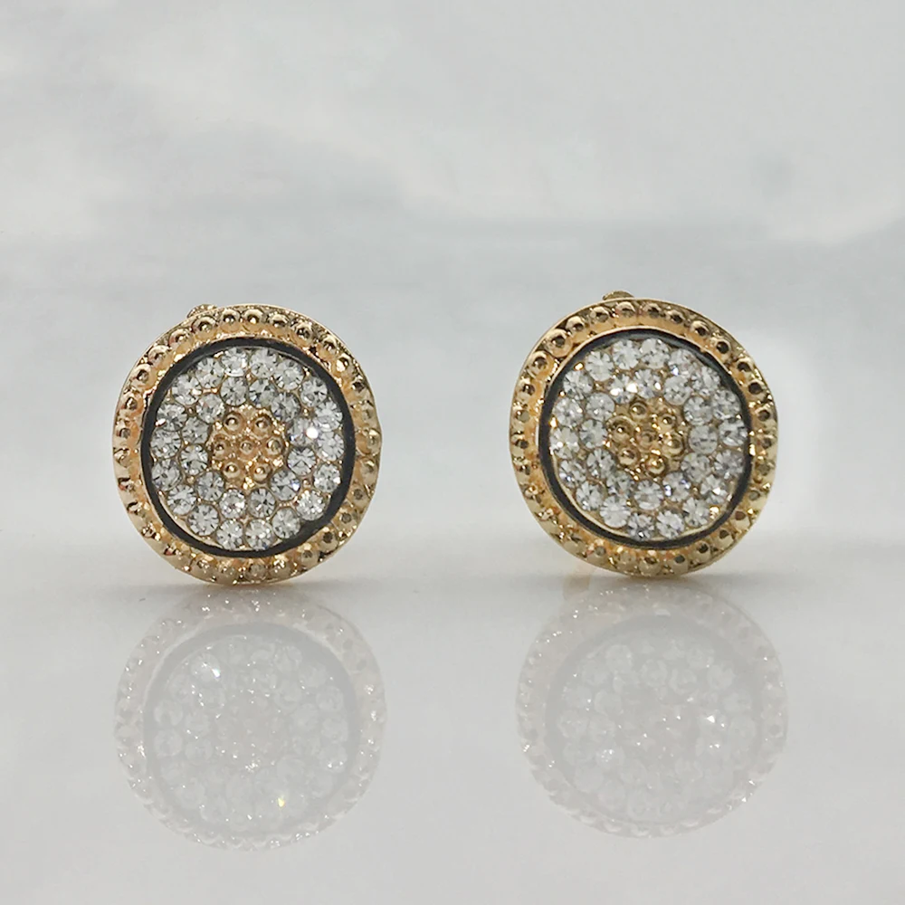 Europe Simple Natural Hollow Rhinestone Earrings Personalized Fashion Pearl Round Clip on Earrings Jewelry for Wonen - Окраска металла: BSEJ24