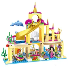 Совместимые Legoing строительные блоки для девочек сборные игрушки Русалка Дисней Принцесса Ариэль подводный дворец 41063