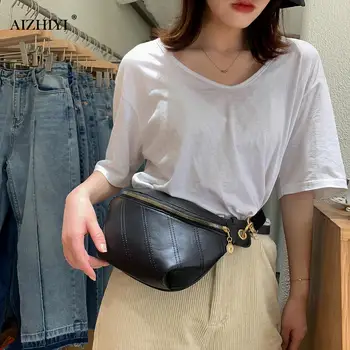 

Casual Zipper Waist for For Female Trend Pockets Pouch Chest Bag Women Leather Waterproof Girls Crossbody Bags