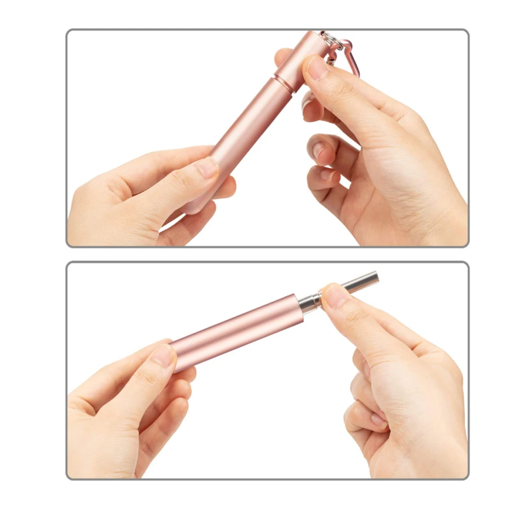 Portable Stainless Steel Telescopic Drinking Straw Reusable Straw Brush Set Kit Folding Drinking Straws for Travel Outdoor