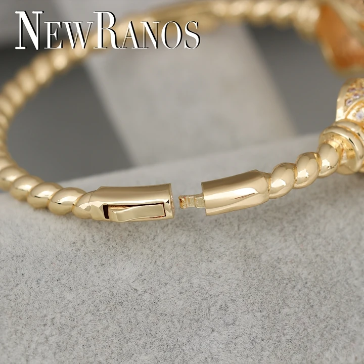 Newranos, золотые браслеты с головой леопарда, AAA, циркон, крученый Круглый Браслет-манжета для ногтей, для женщин, ювелирные изделия, браслет, аксессуары, BWX0011442