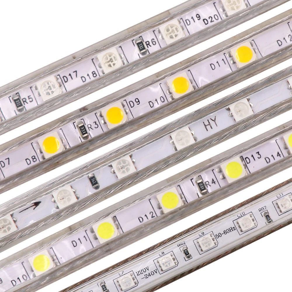 Гибкая СВЕТОДИОДНАЯ лента SMD 5050 220 В 60 светодиодов/м 1 м 5 10 15 20 100 м|led strip 220v|5050 led