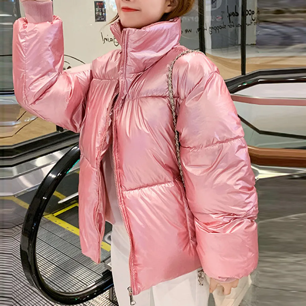 Зимняя женская куртка со стоячим воротником, однотонный корейский стиль, женский пуховик, свободный, негабаритный, для женщин, s, короткая парка, Mujer Invierno, куртки