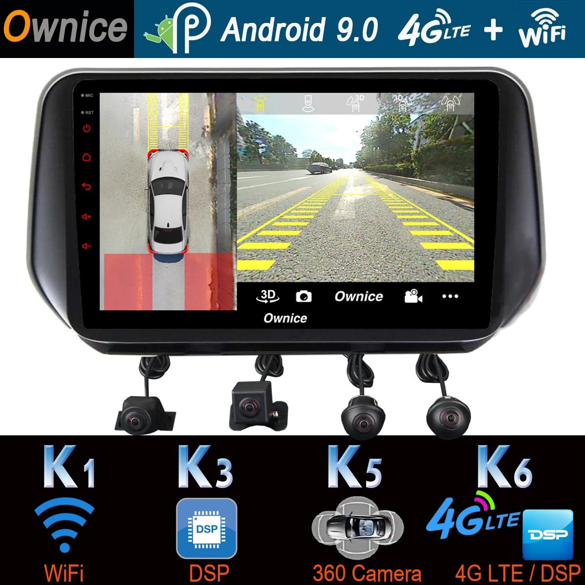 1din 360 ° панорамный Android 9,0 4G+ 64G Автомобильный мультимедийный плеер CarPlay Android DSP gps радио для hyundai IX45 Santa FE XL