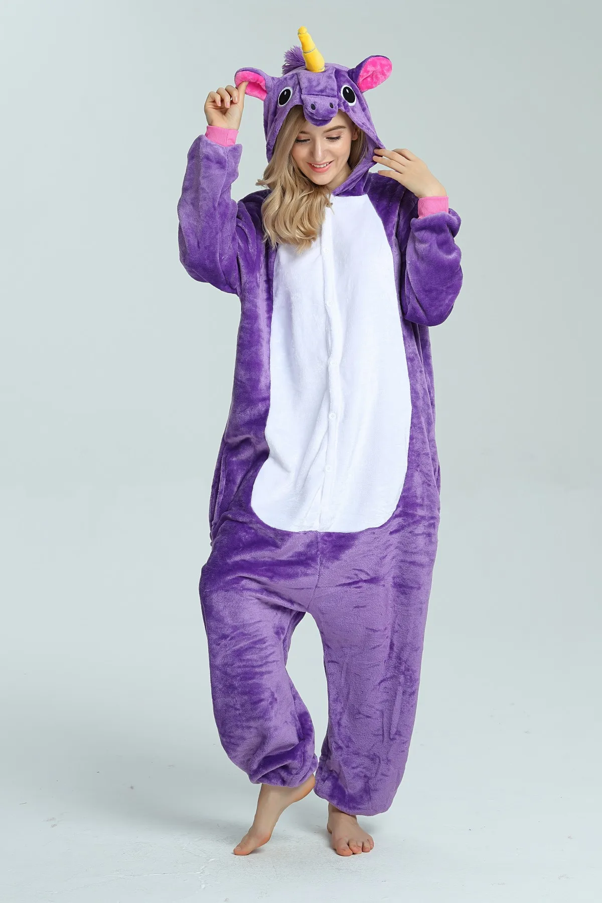 Kigurumi Women Unicorn Pajamas onesie Cartoon Animals Dinosaur Winter Flannel Pajama Adult Pink Nightie Stitch Sleepwear Overall