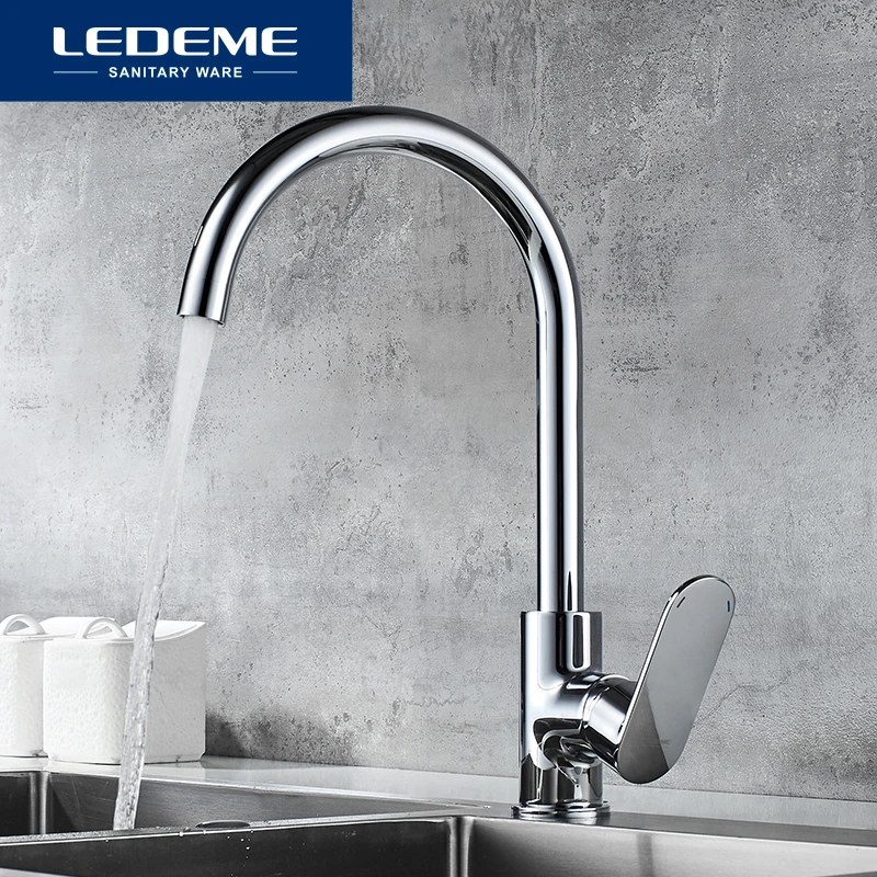 LEDEME Kitchen Faucet Polish Chrome plated Taps 360 Rotation with Classic Curve Features Tap Kitchen Mixer L4010 kitchen faucet with sprayer