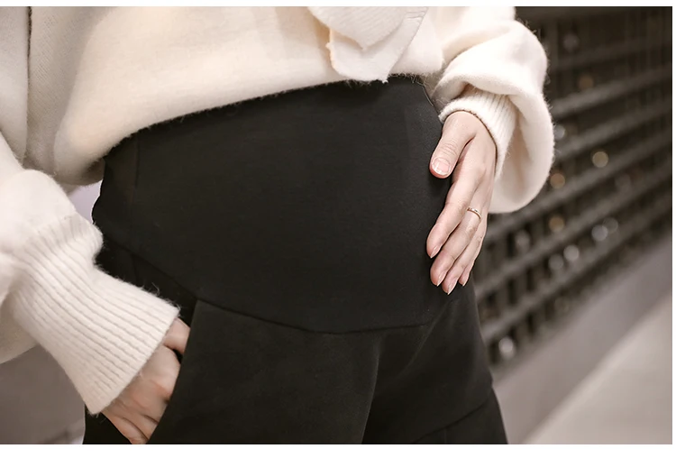 Осенние и зимние шерстяные брюки для беременных женщин, плиссированные кружевные шорты, свободные тонкие свободные шорты с широкими штанинами для беременных женщин