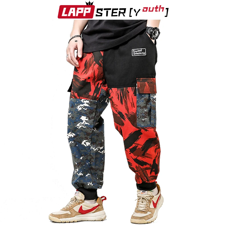 LAPPSTER-Youth Comouflage Cargo pants комбинезоны мужские мешковатые шаровары Лоскутные корейские фасоны бегунов спортивные штаны 5XL