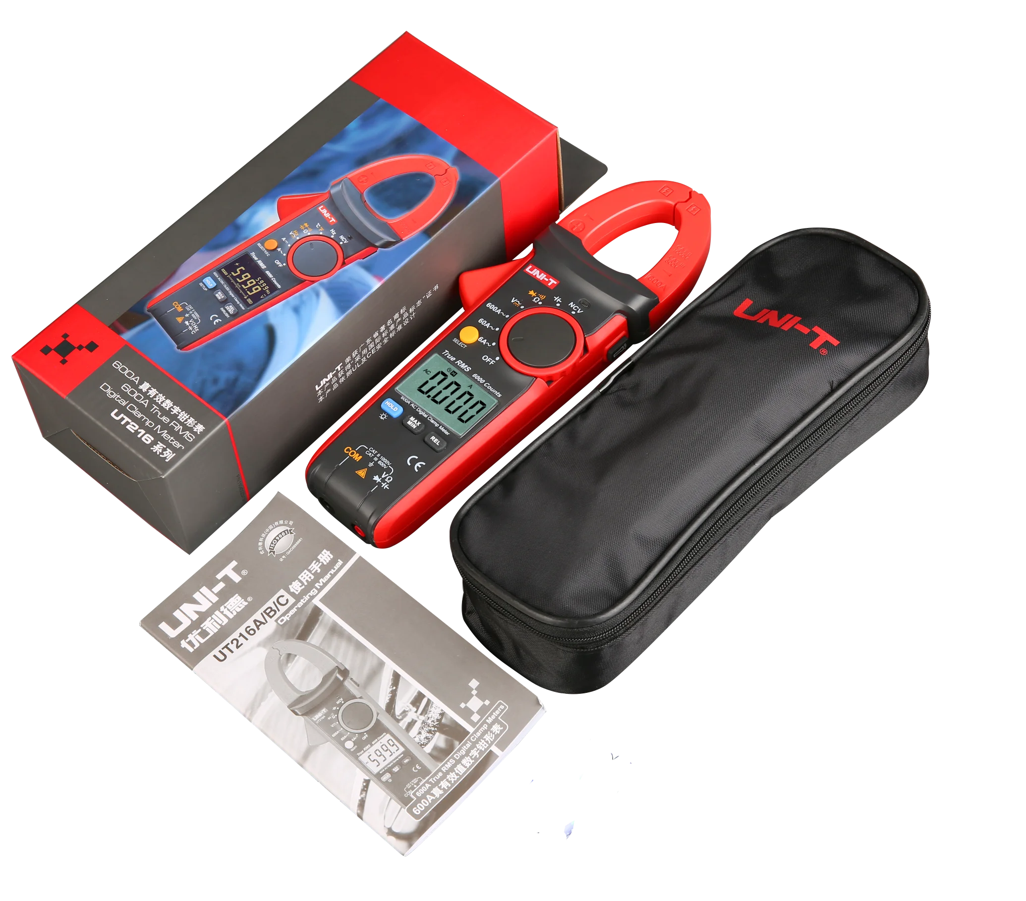 UNI-T UT216A 600A Digital Clamp Meters AC Current NCV Tester V.F.C Diode LCD Display Work Light AUTO Range Multimeters