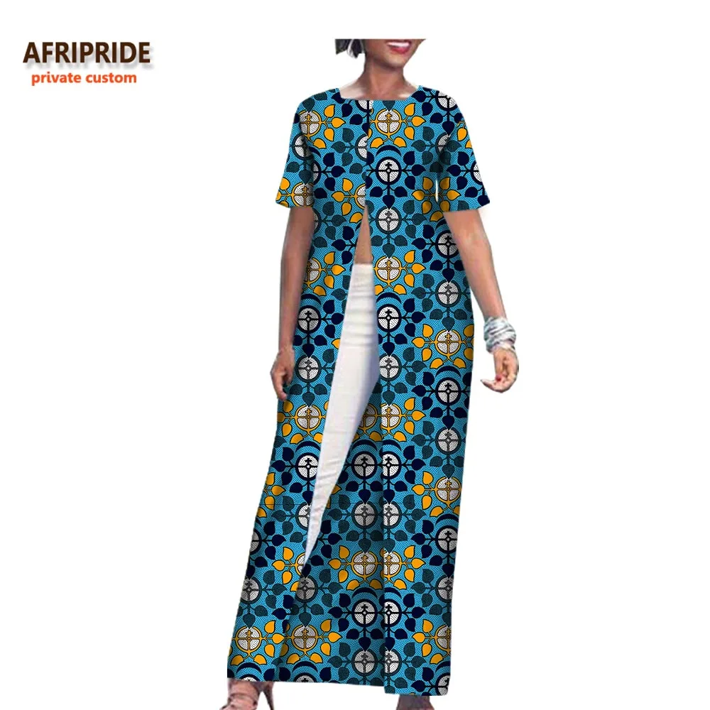 2019 весеннее длинное пальто для женщин AFRIPRIDE с коротким рукавом до щиколотки спереди Открытое длинное хлопковое пальто для женщин