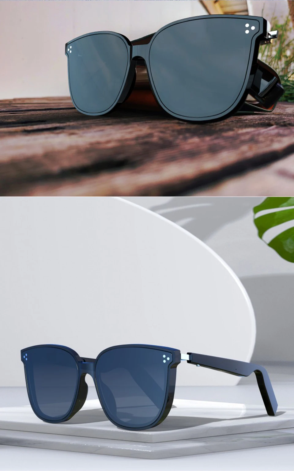 Waterproof Bluetooth Smart Sunglasses BT5.0 Headphones Glasses Call Music Anti-blue Light Glasses Compatible With IOS Android